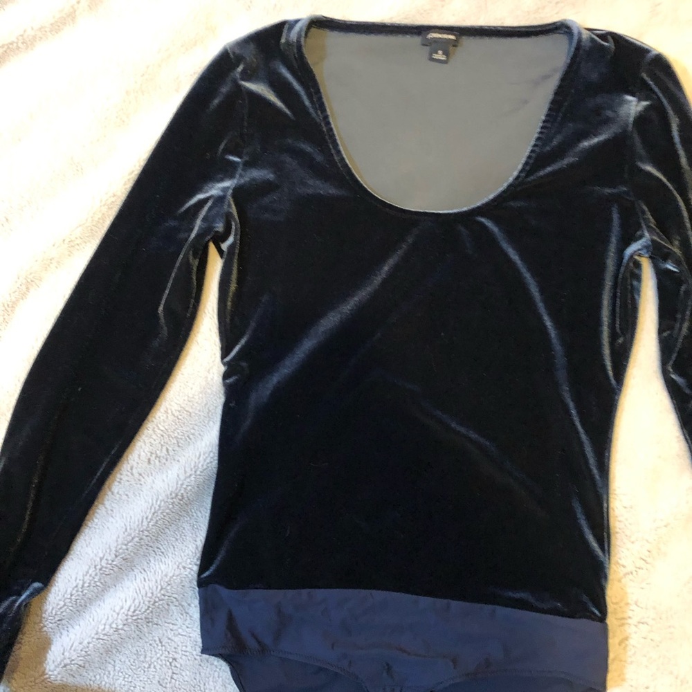 J.crew blue velvet bodysuit